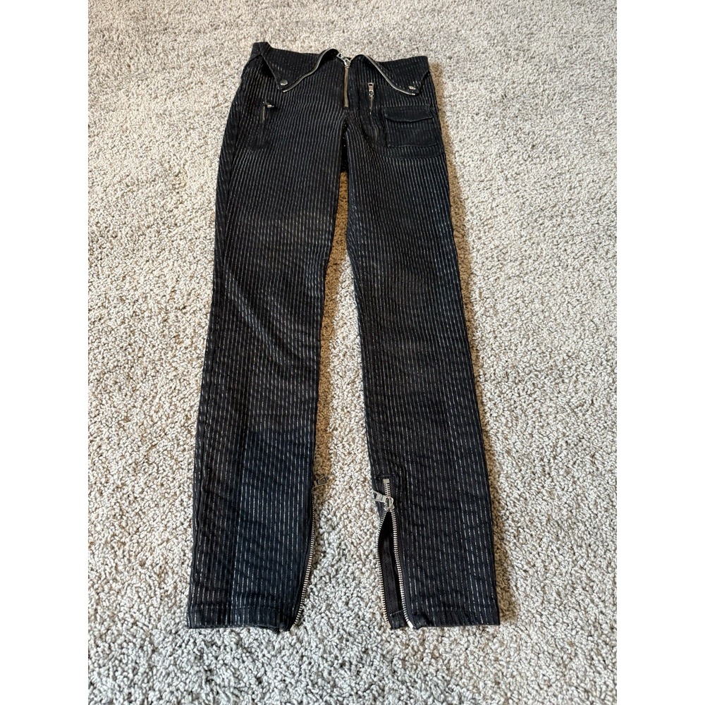 RtA Diavolina fold over Black Pinstripe Pants Jeans - Size‎ 25 XS Jbrand